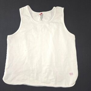 Women's Made in USA 100% Cotton Tank Top Thick Minimalist Boxy Fit Size L Topo